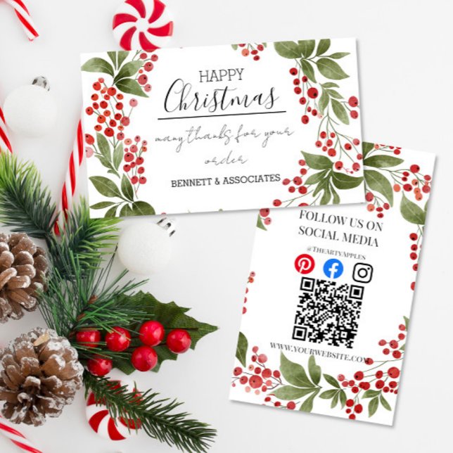 Tarjeta De Visita Business Thank You happy holidays christmas insert (Subido por el creador)