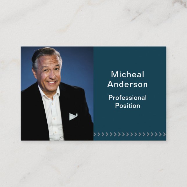 Tarjeta De Visita Businessman Professional Modern Photo Dark Blue (Anverso)