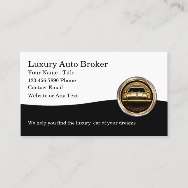 Tarjeta De Visita Búsqueda de vehículos de lujo de Auto Broker con c (Anverso)