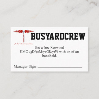 Tarjeta De Visita BUSYARDCREW Coupon