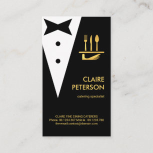 Tarjeta De Visita Butler de oro de Tuxedo negro creativo Boutonniere