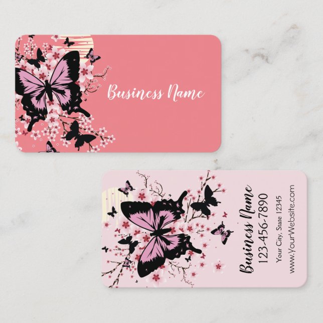 Tarjeta De Visita Butterflies Blossom (Anverso / Reverso)