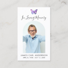 Tarjeta De Visita Butterfly Simple Photo Arch Memorial Prayer Card