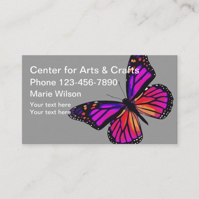 Tarjeta De Visita Butterfly Theme Arts And Crafts (Anverso)