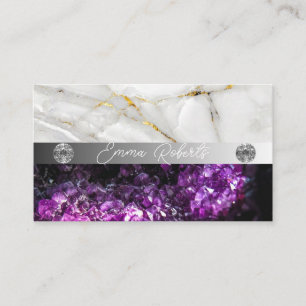 Tarjeta De Visita C Textura de Cuarzo Cristalino de Amatista Mineral