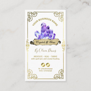 Tarjeta De Visita Ca Empresarial Esotérica Crystal White Purple Y G