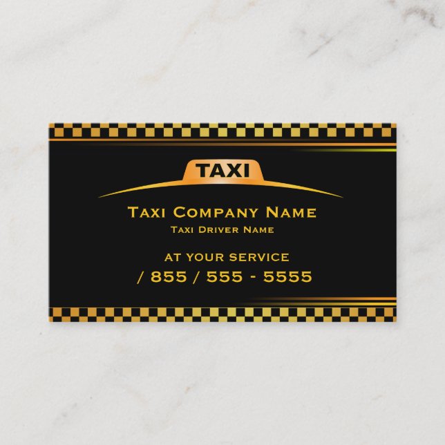 Tarjeta De Visita Cab Company Taxi Driver Business Card (Anverso)