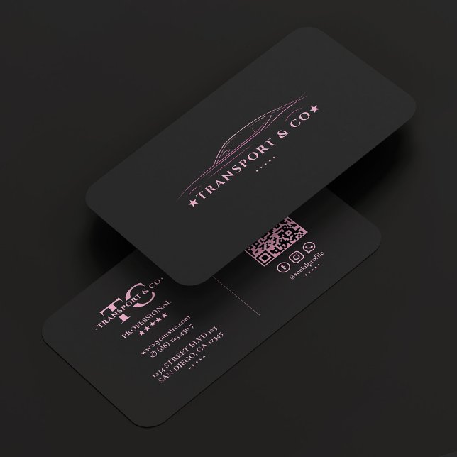 Tarjeta De Visita Cab Transport Taxi Driver Car Chauffeur Negro Pink (Cab Transport Taxi Driver Car Chauffeur Black Pink Business Card
)