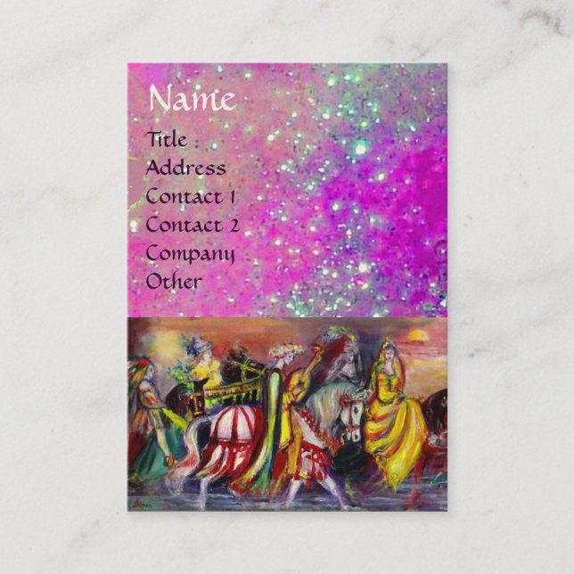 Tarjeta De Visita CABALLEROS EN chispas de oro violeta de noche (Anverso)