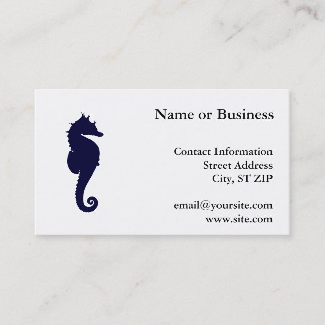 Tarjeta De Visita Caballito de mar azul oscuro (Anverso)
