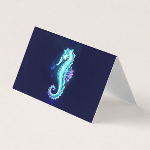 Tarjeta De Visita caballito de mar de hielo de cristal sobre fondo a