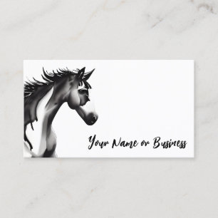 Tarjeta De Visita Caballo abstracto negro y blanco