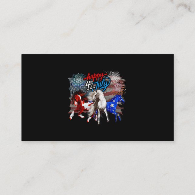 Tarjeta De Visita Caballo azul blanco rojo 4 de julio Bandera de Est (Anverso)