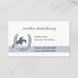 Tarjeta De Visita Caballo azul que salta a través de una herradura