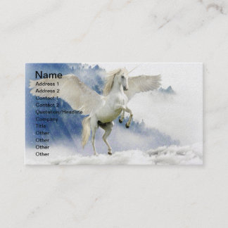 Tarjeta De Visita Caballo blanco unicornio con alas