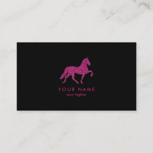 Tarjeta De Visita Caballo con el instructor de caballo rosado del