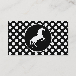 Tarjeta De Visita Caballo con puntos de polka blanco y negro