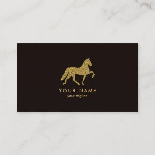 Tarjeta De Visita Caballo con Purpurina dorado   Entrenador de cabal