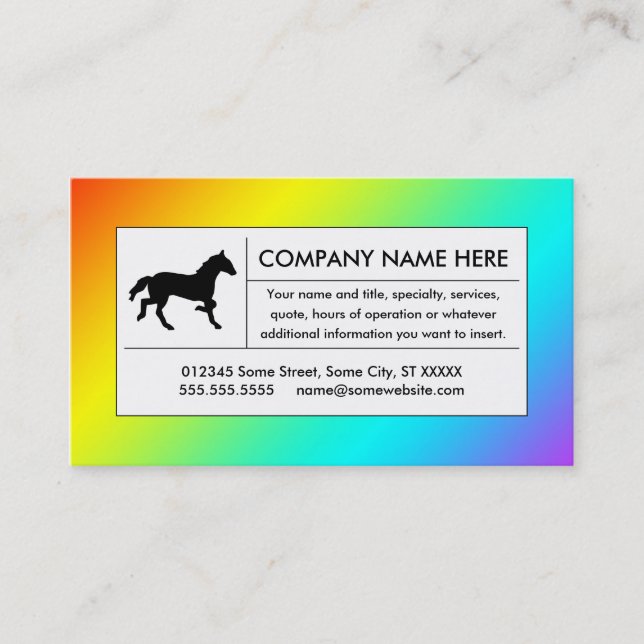 Tarjeta De Visita caballo de arco iris (Anverso)