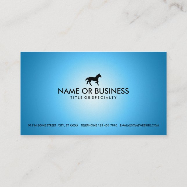 Tarjeta De Visita caballo de brillo azul (Anverso)