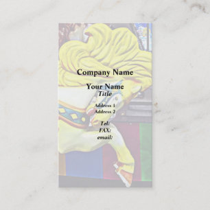 Tarjeta De Visita Caballo De Carrusel Con Mano Amarillo