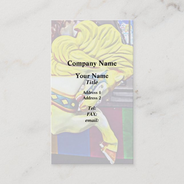 Tarjeta De Visita Caballo De Carrusel Con Mano Amarillo (Anverso)