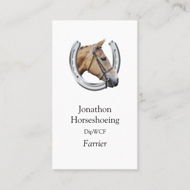 Tarjeta De Visita Caballo de la castaña en una herradura de plata (Anverso)