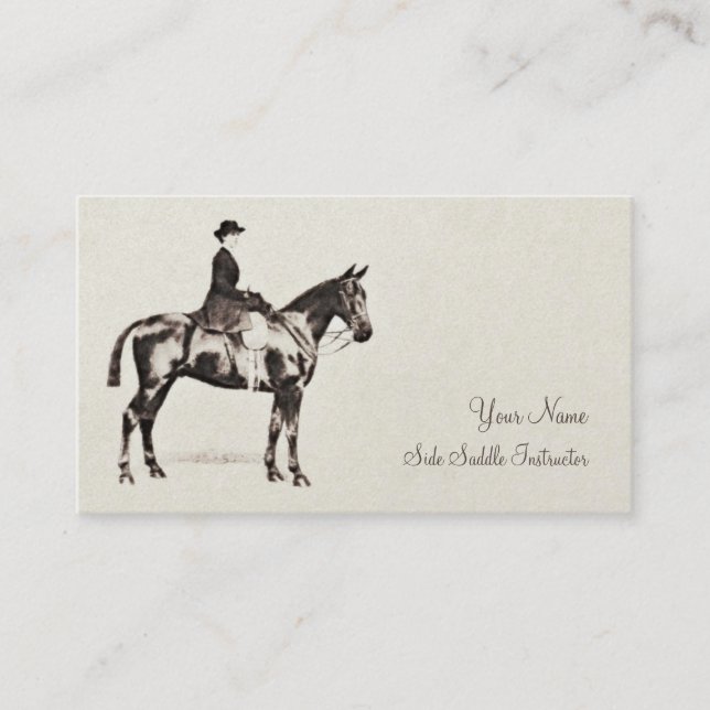 Tarjeta De Visita Caballo de la silla para montar a mujeriegas y (Anverso)