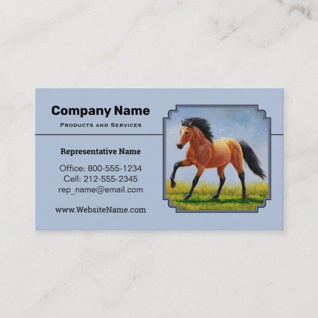Tarjeta De Visita Caballo de piel de hebilla con luz azul (Anverso)