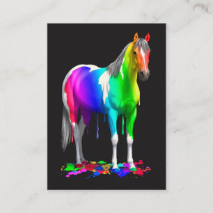 Tarjeta De Visita Caballo de pintura húmeda con arco iris colorido