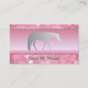Tarjeta De Visita Caballo de placer occidental plateado en roca rosa