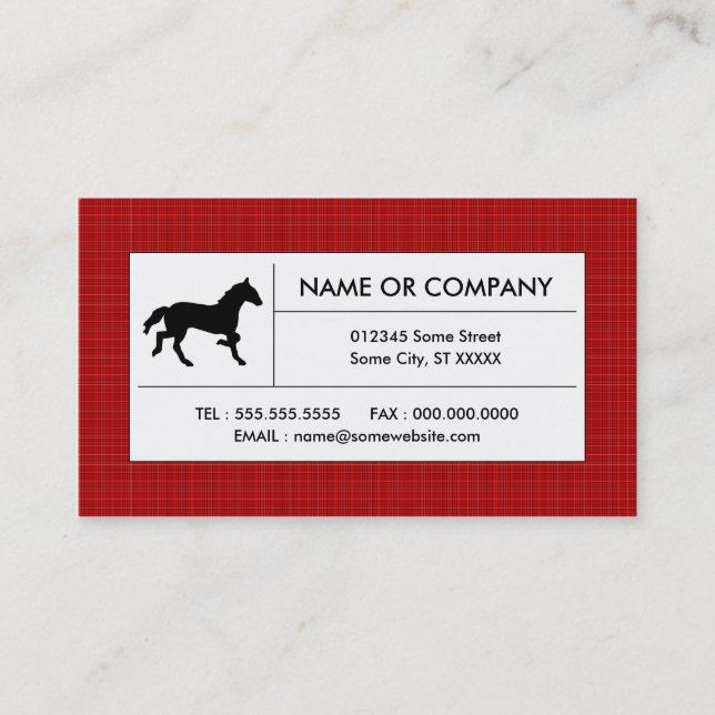Tarjeta De Visita caballo de rebanada (Anverso)