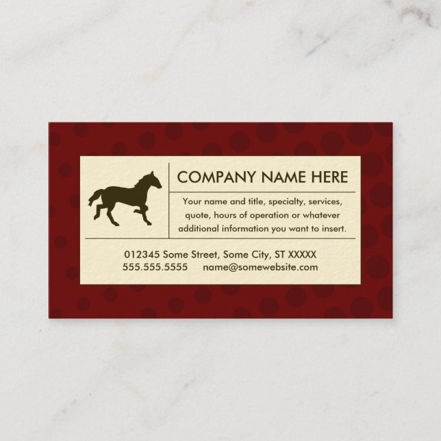 Tarjeta De Visita caballo de semitono (Anverso)