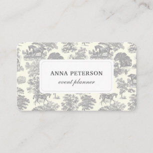 Tarjeta De Visita Caballo elegante de tela blanca gris