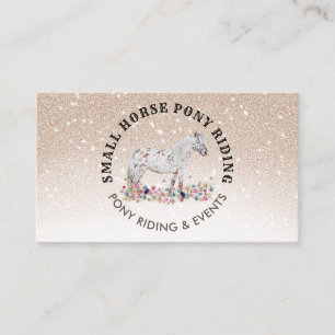 Tarjeta De Visita Caballo entrenador ecuestre pony floral beige