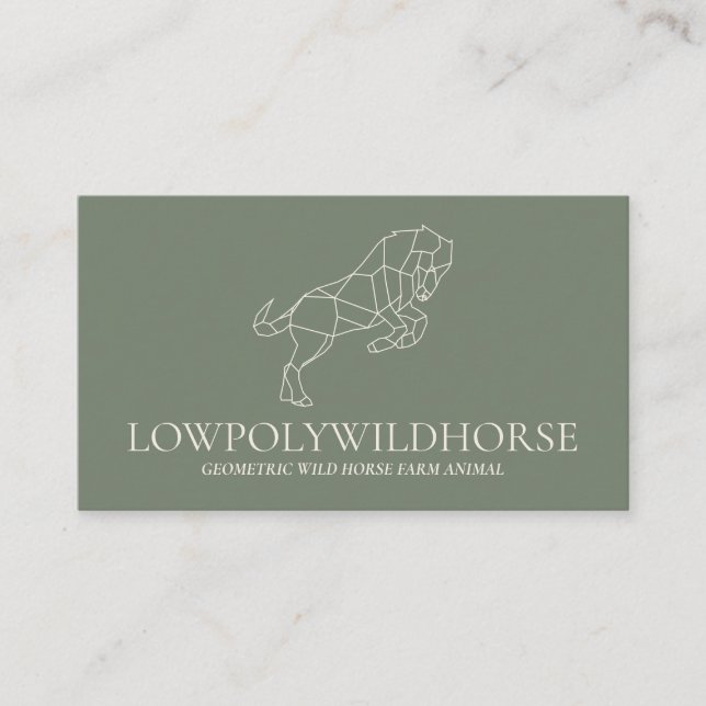 Tarjeta De Visita Caballo granjero de Lowpoly, animal de salvia verd (Anverso)
