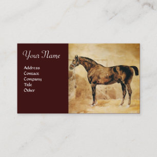 Tarjeta De Visita CABALLO INGLÉS EN Monograma de pergamino ESTABLE