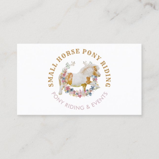 Tarjeta De Visita Caballo Jugando Flores Poni (Anverso)
