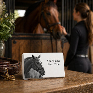 Tarjeta De Visita Caballo Moderno Equitación en Blanco y Negro