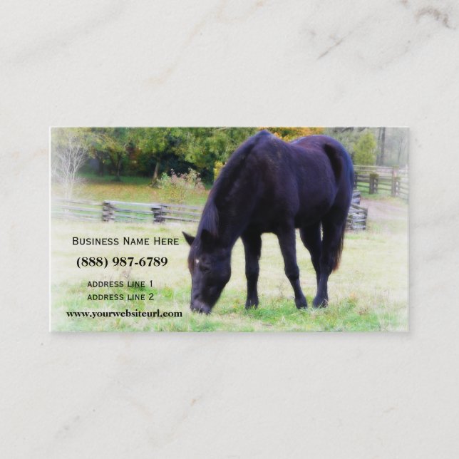 Tarjeta De Visita Caballo negro que pasta (Anverso)