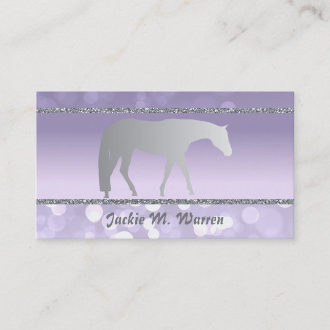Tarjeta De Visita Caballo occidental de plata del placer en Brokeh (Anverso)