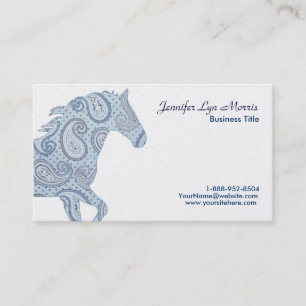 Tarjeta De Visita Caballo Paisley Azul