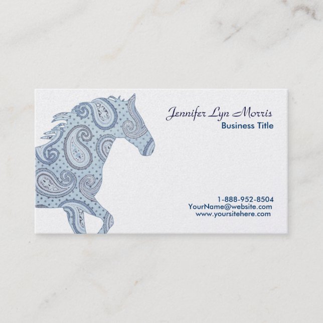 Tarjeta De Visita Caballo Paisley Azul (Anverso)
