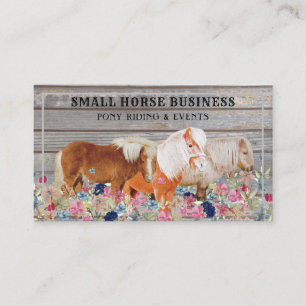 Tarjeta De Visita Caballo Pequeño Floral Potro de Madera Rústica