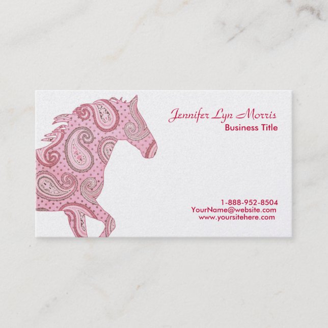 Tarjeta De Visita Caballo Pink Paisley (Anverso)