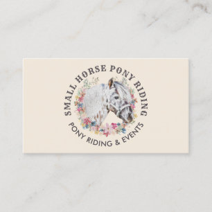 Tarjeta De Visita Caballo poni entrenador ecuestre marfil beige crem