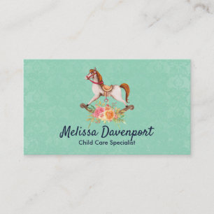 Tarjeta De Visita Caballo rocoso vintage con Bouquet floral