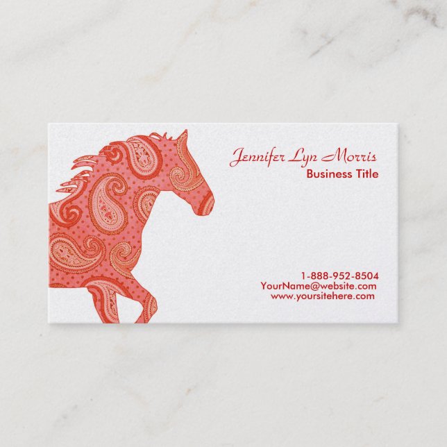 Tarjeta De Visita Caballo Rojo Paisley (Anverso)