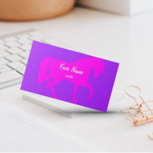 Tarjeta De Visita caballo rosa neón trotando