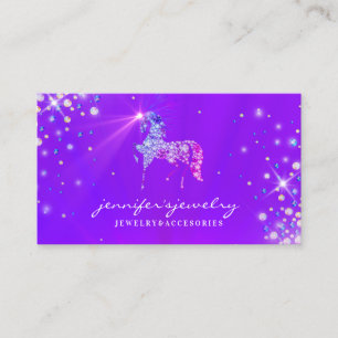 Tarjeta De Visita Caballo Unicornio Diamantes Púrpura